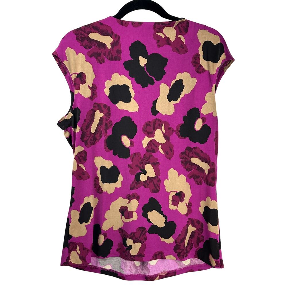Anne Klein Women Size XL Artsy Floral Type Sleeveless Pleated Scoop Neck Top - Picture 2 of 9